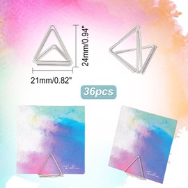 OLYCRAFT 36pcs Mini Place Card Holder Cute Place Card Holder Triangle Shape Wedding Table Number Holder Photo Holder Picture Stand Clips Place Card Holder for Wedding Party Events - Platinum