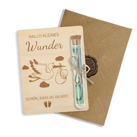 Glamifyr Geschenk zur Geburt Jungen Mädchen,Geldgeschenk Verpackung Jungen Mädchen,Baby Geburt Geschenk,Holz mit Reagenzgläser und Karte Babygeschenke,Baby