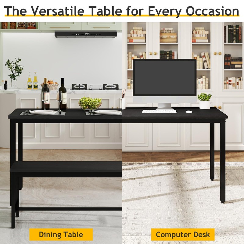 Rovibek 43" Dining Table Benches Set for 4, Modern Space