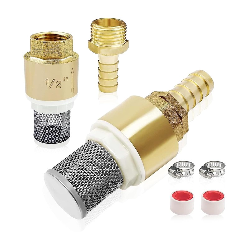 Yovslop 1/2" Filter Brass Foot Check Valves with Hose Connection,