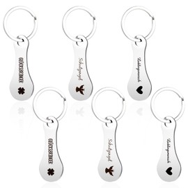 AOZUO Pack of 6 Shopping Trolley Remover, Metal Shopping Trolley Token Key Ring, Removable Shopping Chip Key Ring, Silver Shopping Trolley Token Key Ring Gifts
