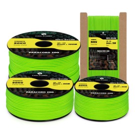 Kamu Synber Paracord 2mm 3 Strands 15M 100% Nylon Rope Type I Parachute Cord for Craft, Outdoor, DIY, Camping | Support 90kg | Neon Green