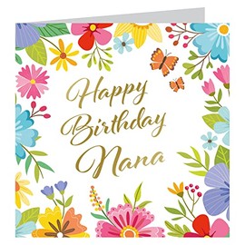 Traditional Birthday Greetings Card For Nana| Foiled Gold Birthday Card| For Nana