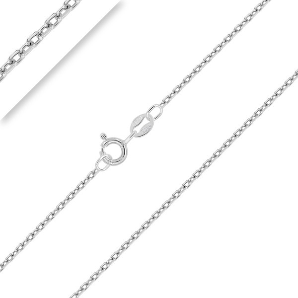 Planetys - Anchor Chain 925 Sterling Silver Rhodium-Plated Chain 1.5