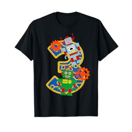 3rd Birthday Boy 3 Year Old Little Robot Robotics Engineer T-Shirt