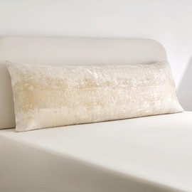 THE-TINOART Cream Gold Jacquard and Velvet Body Pillow Pillowcase Luxury Body Pillow Cover 20x54 Inches 1Piece