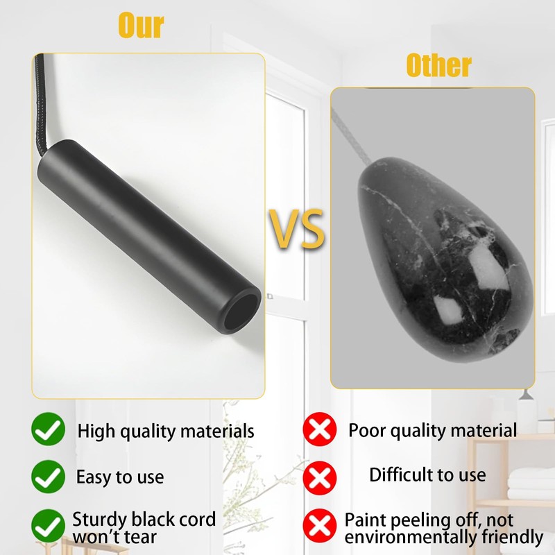 ZPSCXQ Bathroom Light Pull Cord, 2-Pack Black Pull Cord Light