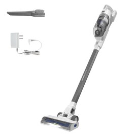 BLACK+DECKER Stick Vacuum Cordless Rechargeable Lightweight Upright Vacuum Cleaner with LED Floor Lights, Multi-Surface, White POWERSERIES+ 16V MAX (BHFEA420J)