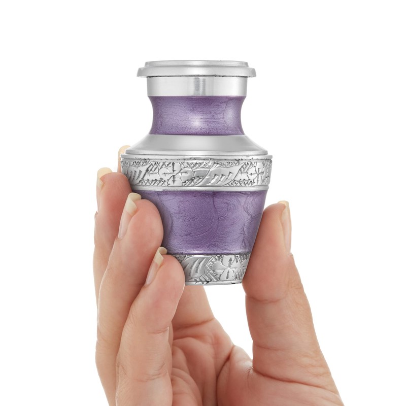 Reminded Small Cremation Keepsake Urn for Human Ashes, Lavender and