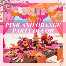 Barydat 36 Pcs Pink and Orange Party Hand Fan with Gift Bags Decorative Bamboo Folding Fans Bulk Thanks for Coming for Wedding Party Favors Bridal Shower Decorations (Sunset)