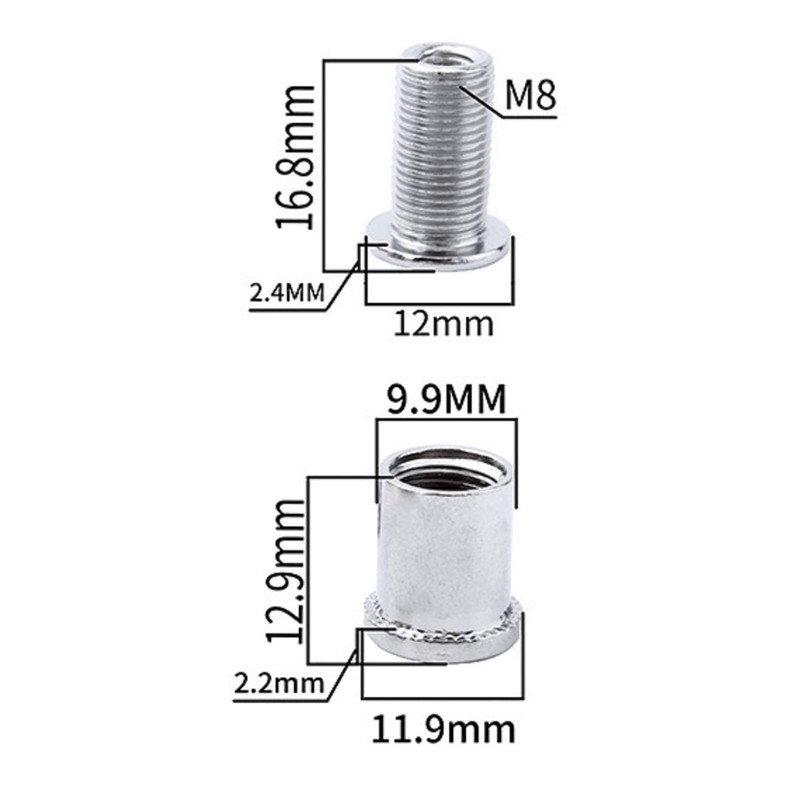 Set of 5, Bicycle Chainring Bolts, M8 Steel, Le Chainring