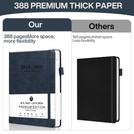 2025-2026 Agenda Weekly, Diary 2025-2026,Monthly and Daily Planner, A5 Notebooks, with Elastic Closure, Thick Cover, Office, School, Home, 388 Pages (Blue)