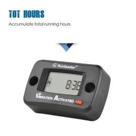 Runleader Digital Wireless Hour Counter, Vibration Activated, Maintenance Reminder, Resettable Job Timer, User Lock Off, Engine Use
