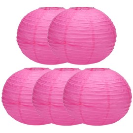 Balagan Chinese Japanese Paper Lanterns 16-Inch 5 Packs (Pink, 16 inch) (BLG-220503)