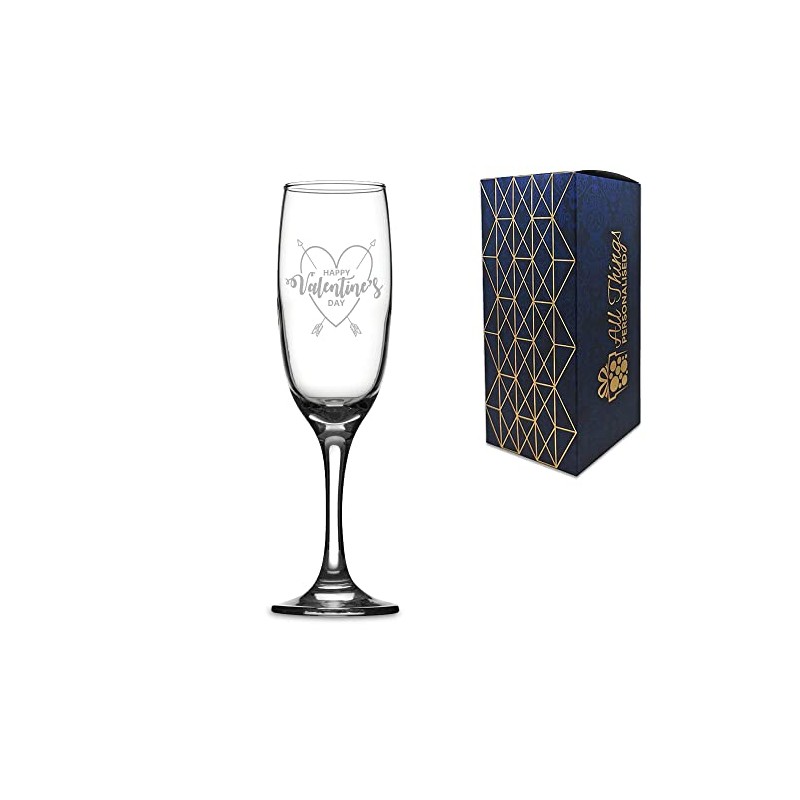 Novelty Engraved/Printed Prosecco Champagne Flute - Happy Valentines Day!! -