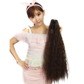 YJINCO YJWM015-dbrn Ponytail Wig, Long, Hula Extension, Point Wig, Hair Clip, Curl, Wig, Easy Clip, Harajuku Style Hula