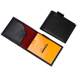 Gravedad Notepad Cover, Rhodia No.11 Size, Genuine Leather, Cowhide Leather, MEMO Vertical (Black)