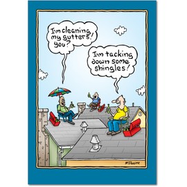 0366Z 'Dad On The Roof' - Funny Father's Day Greeting Card with 5" x 7" Envelope by NobleWorks