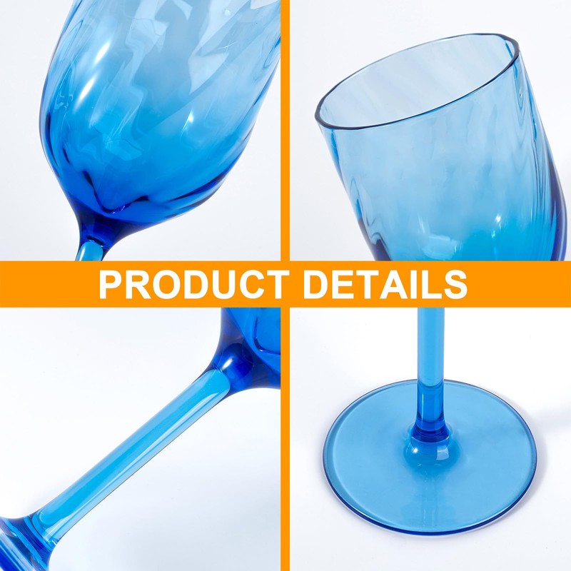 KOXIN-KARLU Unbreakable Classic 14 ounce All-Purpose Plastic Stem Wine Glasses