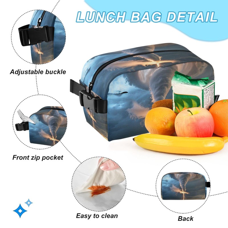 Jucciaco Grey Lightning Tornado Backpack with Lunch Bag, School Travel