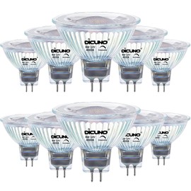 DiCUNO Dimmable GU5.3 LED Bulb 6 W, Replaces 60 W Halogen Spotlight, MR16 LED Spot Neutral White 4000 K, 440 LM, GU5.3 LED 12 V, Recessed Spotlight with Bi-Pin Socket, 40° Beam Angle, CRI85, Set of 10