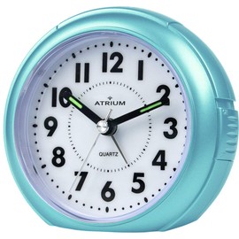 Atrium Wecker Analog Quarz ohne Ticken mit Licht und Snooze Hellblau Metallic A240-15