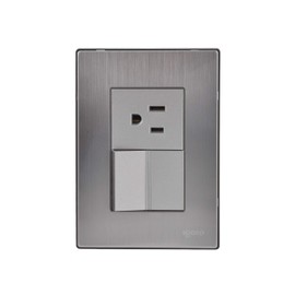 iGoto INOX1007 Con 1 apagador escalera y 1 contacto de 1.5 módulos, Acero Inoxidable, Color Plata