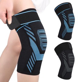 Yasdyri Knee Brace with Adjustable Strap Knee Support for Women and Men Compression Knee Sleeves for Arthritis, Tendinitis, Meniscus Tear, Running, Gym, Sports 1 Pack (Blue, XXL)