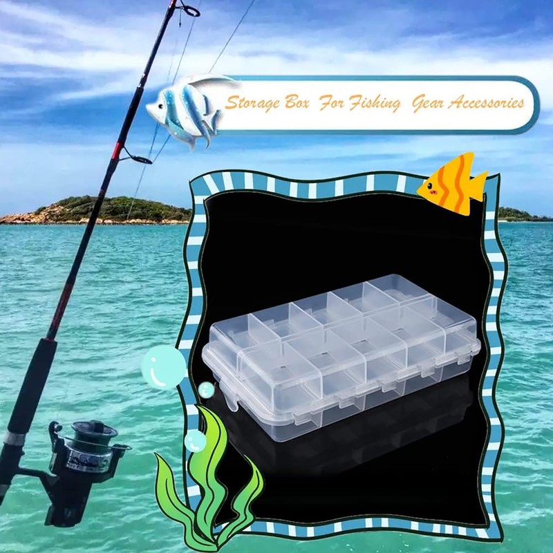 20 Compartments Tackle Box, Fishing Storage Organizer, Adjustable Plastic Utility