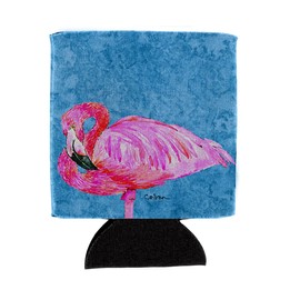 Caroline's Treasures 8686CC Flamingo Can or Bottle Hugger Cooler Washable Drink Sleeve Collapsible Beverage Insulated Holder, Can Hugger, Multicolor