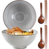 NUTRIUPS Set of 2 Ceramic Ramen Bowls with Spoons &