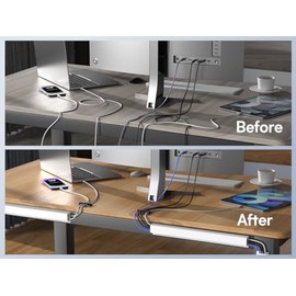Delamu 4 Piezas Canaletas para Cables Pared Autoadhesivas de 160 cm, Organizador de Cables para Escritorio Y Hogar, Gestión de Cables Bajo El Escritorio, Accesorios para Ordenar Oficina O Casa, Blanco