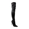 Liliana Gisele-50 BLACK Leather Stretchy Thigh High Pointy Stiletto Heel