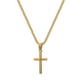 murtoo Gold Cross Necklace for Women Stainless Steel Silver Cross Necklace 3D Engraving Religious Necklace Gifts for Women Gold(S) 20''