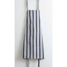Casa De Lan Cotton Professional Apron For Kitchen – 28 x 32 Inches – For Women & Men – Useful When Cooking, Baking, Gardening – Adjustable Strap Around Waist & Neck With Pockets Black Stripes