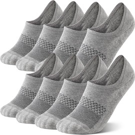CS CELERSPORT 8 Pairs No Show Socks Womens and Mens Athletic Cushioned Ankle Low Cut Invisible Non Slip Socks Light Grey,Small