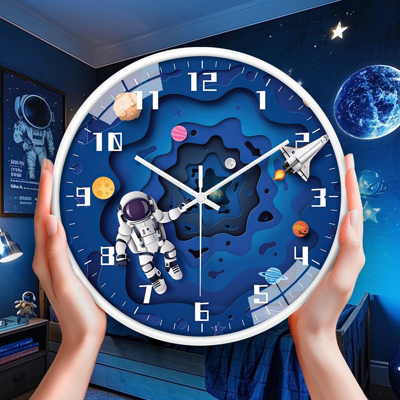 WEEKSUN 25 cm Children's Wall Clock, Silent Wall Clock, Easy