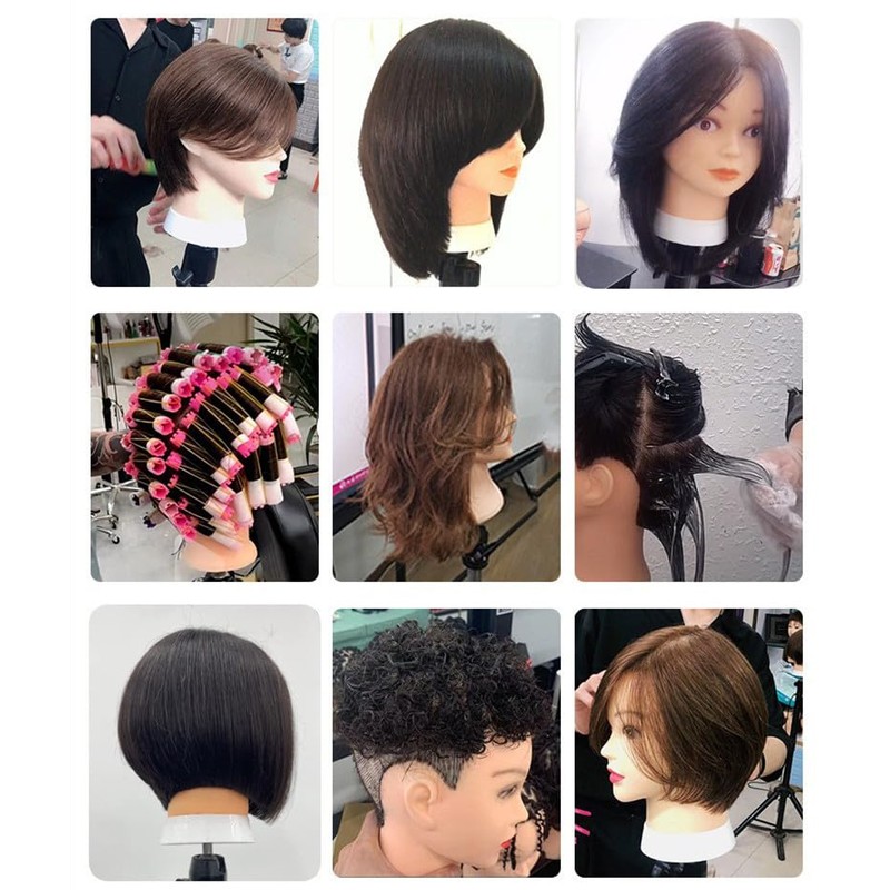 PUBAMALL Cabeza de maniquí con 75% de cabello real, Para