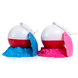 Gender Reveal Fishing Ball 2 Pack | Pink & Blue Set | Exploding Powder Red and White Fishing Bobber Lure | Gender Reveal Party Ideas | Ultimate Party Supplies