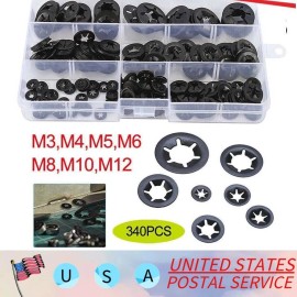 Unbranded Starlock Washers Push On Lock Star Tooth Grab Fastener Clips Lock Set US 340Pcs