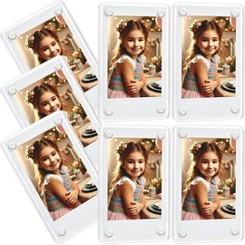 7 Packs Polaroid Magnets Frame for Refrigerator, Acrylic Fridge Magnetic Picture Frame, Mini Photo Frames, Instax Clear Picture Magnet Display Frame 2.36 X 3.54 Inches