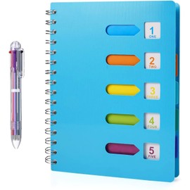 Spiral Notebook, A5 Notebook with Index, Notebooks with Pen, Hardcover Notebook, A5 Spiral Notebook, Journal Notebook, Spiral Journal, Subject Notebook for work,Students, Office, Home,Writing Planner