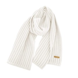 ikasus Men's Knitted Scarf Women's Warm Autumn Winter Scarf – Warm Men's Scarf Plain Black Knitted Scarf – Unisex Modern Elegant Warm Long Knit Winter Scarf White