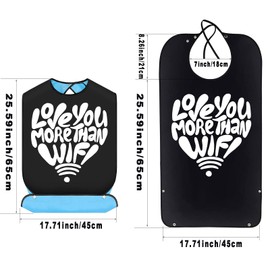 BWWKTOP Love You More Than Wifi Adult Bibs With Crumb Catcher Adjustable Dining Eating Clothing Protectors For Adults (MORE THAN WIFI)