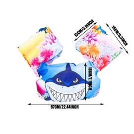 MOSU Chaleco Salvavidas para Niños para Piscina, Flotadores de Brazo y Chalecos Salvavidas para Niños de 20-60 Libras, Alas de Agua para Niños (Tiburón)