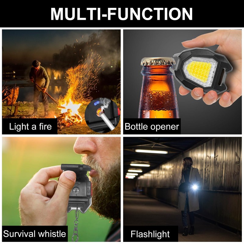 SEFONE 7 Modes COB Keychain Work Light 2 Pack, 1200