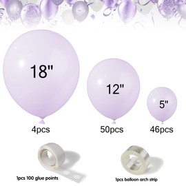 Moukiween 100PCS Pastel Purple Balloons Garland Arch Kit, Different Sizes 18 12 5 Inch Latex Balloons for Baby Shower Wedding Birthday Party Decorations