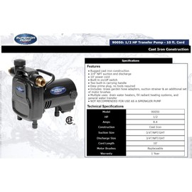 Superior Pump 90050 Transfer Pump , Black