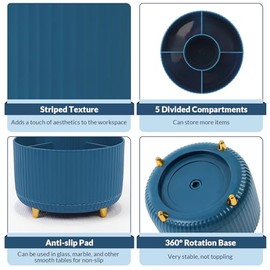 SKYDUE Organizador de escritorio giratorio de 360 grados, soporte para lpices de doble propsito, organizador de bolgrafos de escritorio giratorio con 