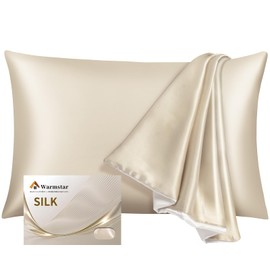 Warmstar 100% Silk Pillowcase 43 63 63 22 Momme 6A Class Pillowcase Silk, Single Sided Silk Pillowcase, Washable, Envelope Type, Good Breathability, Beautiful Skin, Gentle on Sensitive Skin, Reduces